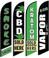 Smoke Shop Advertising Package of 4 Feather Banner Swooper Flags. CBD Sold…