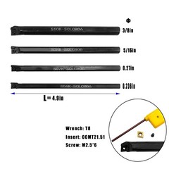 4pcs CNC Lathe Turning Tool Holder Boring Bar CCMT060204 Carbide Inserts Set