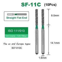Diamond Burs Dental High Speed FG 1.6mm SF Bur Coarse Grit Straight Flat End