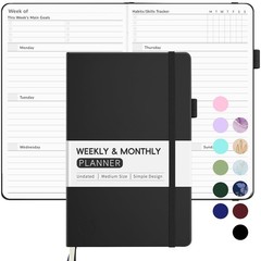 Undated Weekly Planner for 2025, Forvencer Simplified A5-Weekly, Black