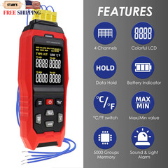 Thermocouple Thermometer Temperature Data Logger 4-Channel K/J/T Type Thermomete