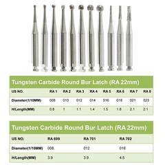 Wave Dental Carbide RA Latch Burs Taper Fissure Round Surgical Bur 4 8 701 557