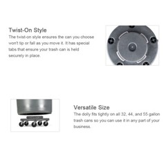 Trash Can Dolly Heavy-duty | 5 Caster | 460 Lb Capacity | 18″ Gray