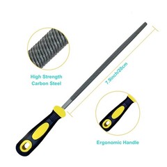 3 pcs Metal File Set, 8-inch,Professional High Carbon Steel 8 inch, Yellow