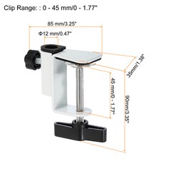 2Pcs 0.49″ Hole Dia. Universal C-Clamp Desk Clamp for Table Lamp Mic Arm White
