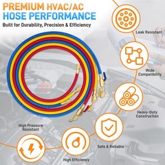 3 Pack 29986 Plus II 1/4″ HVAC Refrigerant Hose Set 72″ Low Loss Hoses for R410A