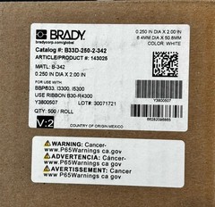 Brand New BRADY B33D-250-2-342 .250” X 2” 500 White Labels per Roll 96865