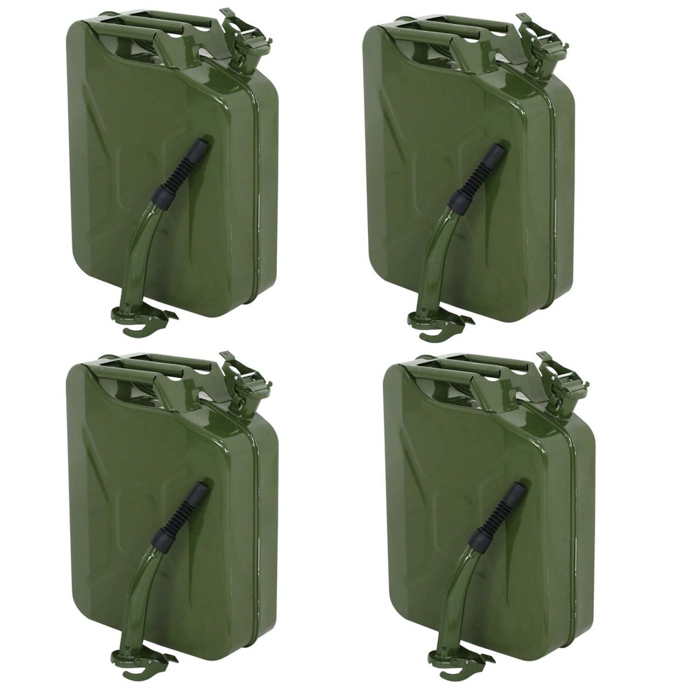 4x Jerry Can 20L Metal Steel Tank Emergency Caddy Army Military 5 Gallon