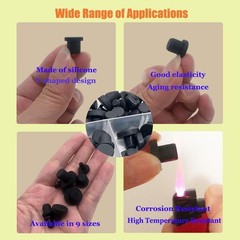 100x Black Silicone Hole Plugs Set 9 Sizes T-Type Caps Heat Resistant Sealing