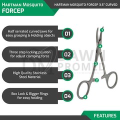 Fishing Hemostat Forceps 3.5″ Curved Mosquito Locking Clamps German Grade