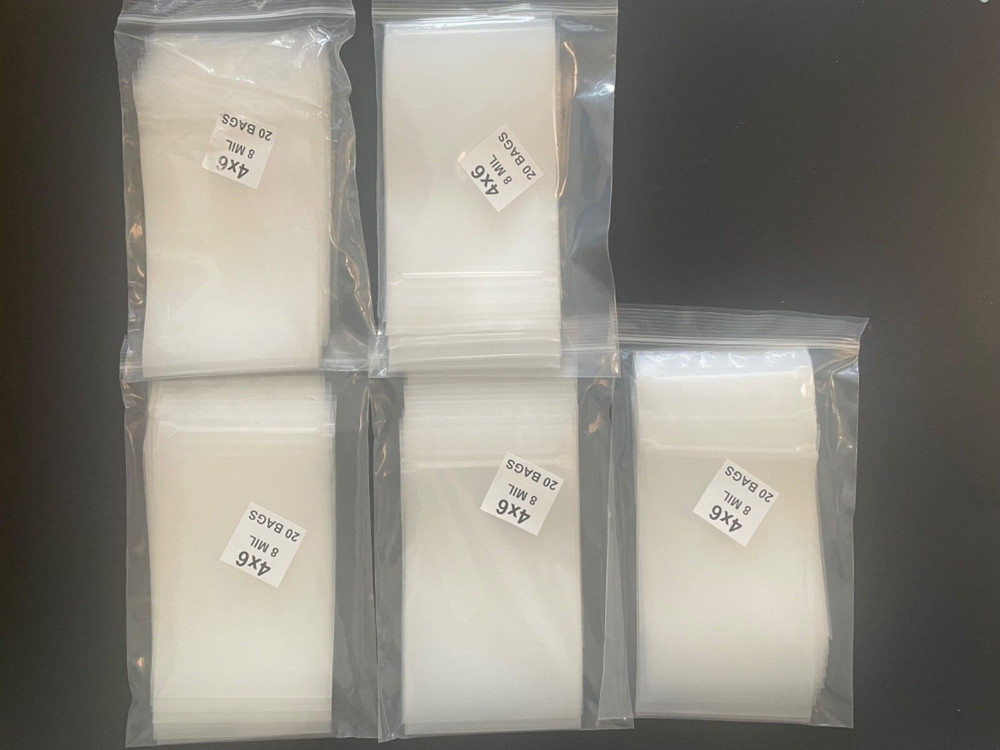 100 Count – 6″L x 4″W Resealable Zipper Seal Top Bag 8 mil Clear Poly Zip Lock