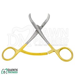 3 Pcs Bone Holding Forceps Curved Serrated 5.5″ Gold Plated Instrument German Gr