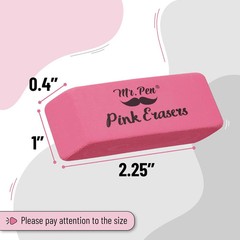Mr. Pen Pink Pencil Erasers Bulk 12 Pack Large Latex Free Block Art School