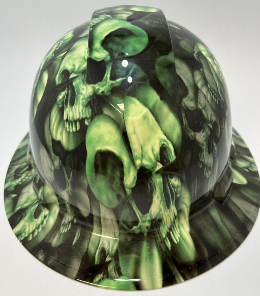 New Full Brim Hard Hat Custom Hydro Dipped UNLUCKY SHAMROCK SKULLS