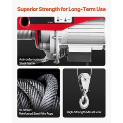 Electric Hoist 1320lbs Crane Winch with Wireless Remote Control 1150W 110V