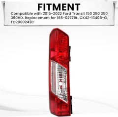 LH Tail Light Assembly For 2015-2024 Ford Transit 150 250 350 350HD Rear Lamp