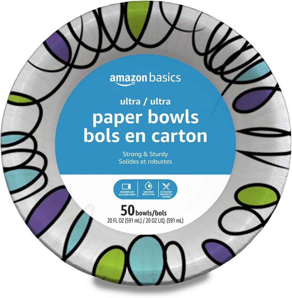 Ultra Paper Bowls, 20 Oz, Disposable, 50 Count, White (1 Pack of 50)