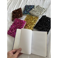 Lot of 7 Notebooks Journals Sequin Multicolor Diary Black Pink Silver Brown Gold