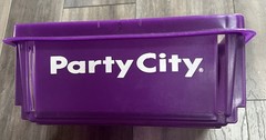 Small Child Size Party City Purple Plastic Shopping Candy Basket. RARE Closed