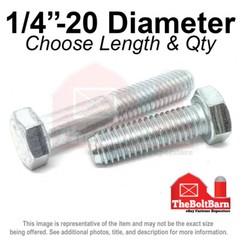 1/4″-20 Grade 5 Hex Cap Screws COARSE Thread USS Hex Bolts (Pick Length & Qty)