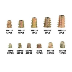 230Pcs THREADED HEX DRIVE INSERT FIXING WOOD SCREW INSERTS NUTS M4/M5/M6M8/M10