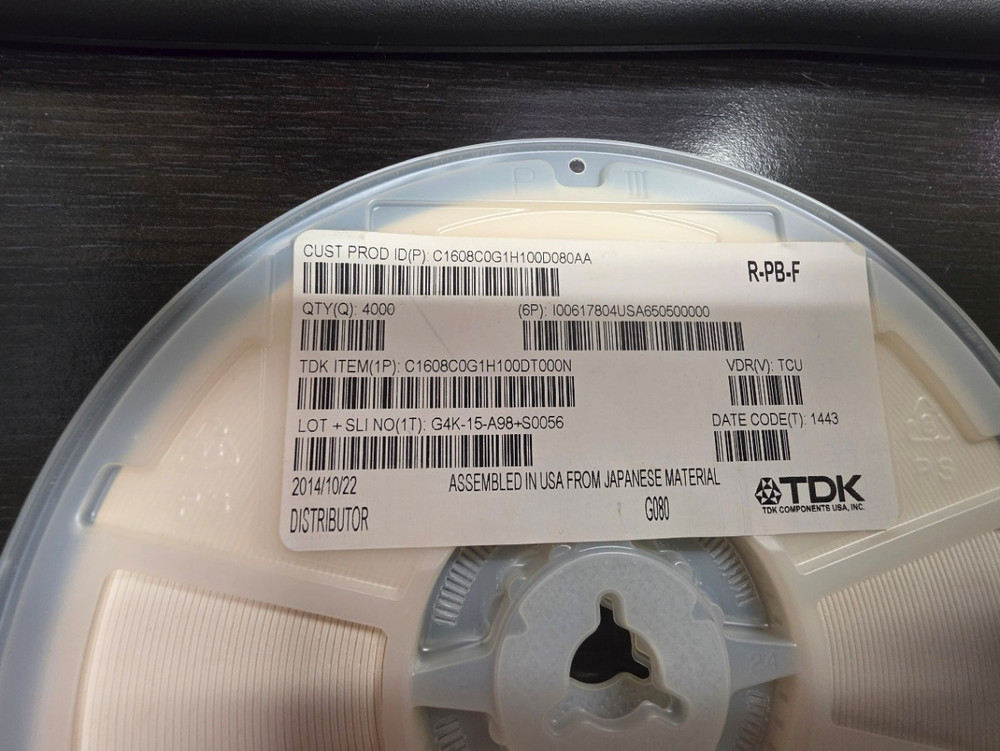 TDK C1608C0G1H100DT000N Capacitor 2014DC 4000 Pieces!