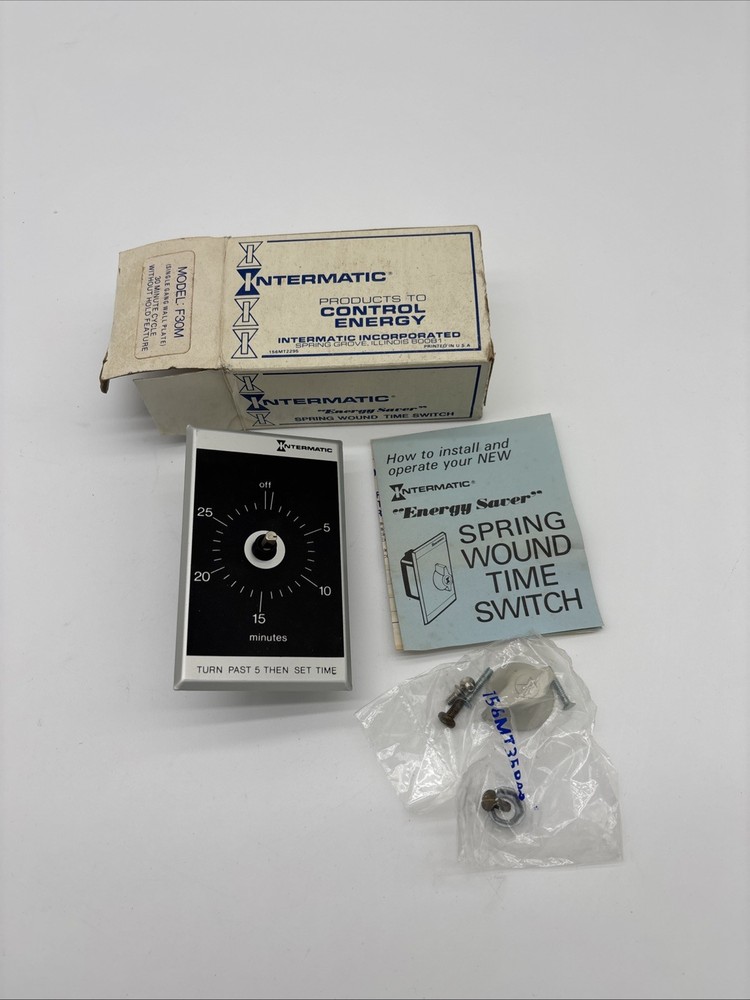 F30M INTERMATIC TIME SWITCH 30 MIN 125 VAC 1 HP NOS Vintage Metal Plate
