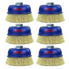 SALI 6 Pack Wire Cup Brush, 4 Inch Coarse Crimped Cup Brush for Grinders, with 5