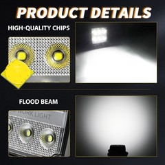 2PCS Square LED Work Light Pods 4 Inch Flood Light Truck Offroad Tractor 12V 24V