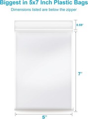 5”x 7″, 100 pcs 2 mil Clear Plastic Reclosable Zip Zipper Lock Jewelry Bags