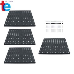 4 Pack 12″x12″ Black Metal Pegboard Panels Heavy Duty Pegboard Wall Organizer