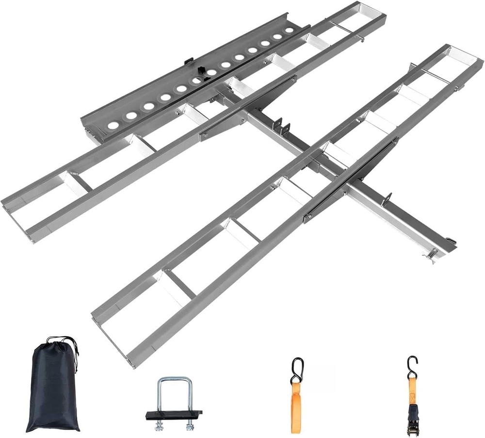 600lbs Motorcycle Hitch Carrier Rack Aluminum Steel Anti Wobble Ramp