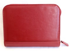 Franklin Covey Classic Red Soft Leather Zip Around Ring Binder Planner 8.5″ NEW