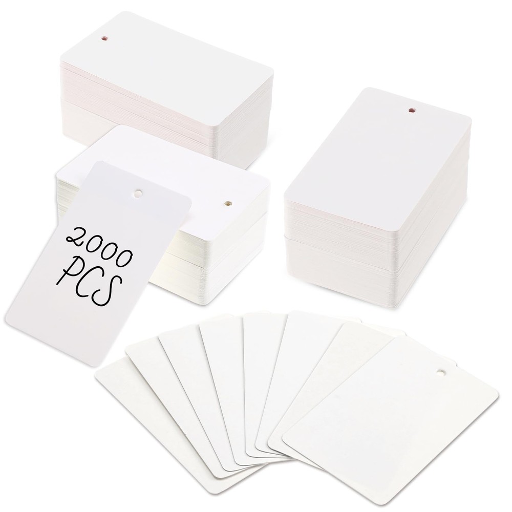 2000 PCS White Blank Unstrung Price Tags Hang Label For Retail Yard Sale