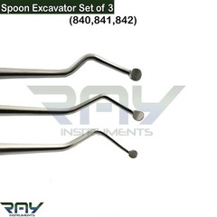 Set of 3 Dental Spoon Excavator Restorative Double Ended Surgical Instruments
