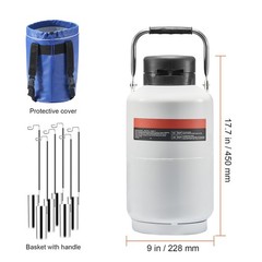 3L Aluminum LN2 Dewar with 6 Canisters & Carry Bag