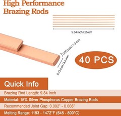 15% Silver Brazing Rods AWS Bcup-5 40 Sticks Silver Solder Phos Copper Brazing A