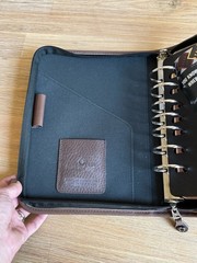 FRANKLIN COVEY Binder Green Line 10” x 8” NEW 90s GREEN With BROWN Leather Trim