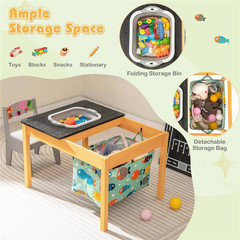 31.5 In. Width Beige 3-In-1 Kids Activity Table with Foldable Water Bin Large Ca