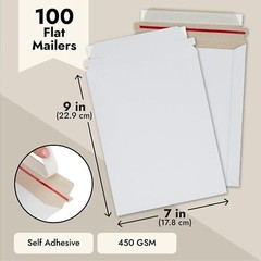 7”x9” 9.75″x12.25″ White Rigid Photo Mailers Envelopes Flat Document Self-Seal