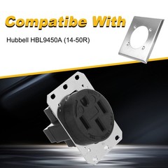 2 Gang Single Hole Outlet Cover Wall Plate & 4Screws for 14-50R Hubbell HBL9450A