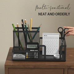 1pc Mesh Desk Organizer 3 Compartment Pencil Holder Office Storage – NEW