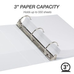 Eco-Friendly 3 Inch White 3 Ring Binder Durable Recyclable Plant Based Material