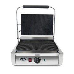 KWS PM-17 Electric Commercial 1700W Panini Grill with Grooved Plate 13.5″x 9.25″