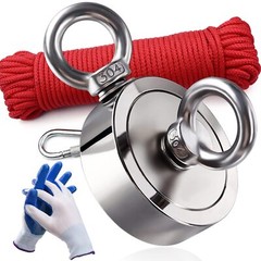 Up to 1500 Lbs Fishing Magnet Kit Pull Force Strong Neodymium + Carabiner+ Rope