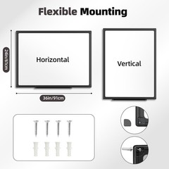 VUSIGN 36×24 Magnetic Dry Erase Whiteboard, Wall Mount, Black Frame