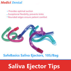 Dental SafeBasics Saliva Ejectors Clear Green w/ Green Tip, Mint Scented, 105/Bg