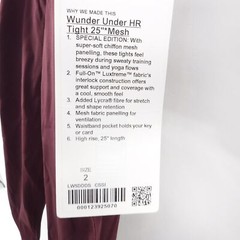 Lululemon Wunder Under HR Tight 25 *Chiffon Mesh LW5DDDS CSSI Burgundy Size 2