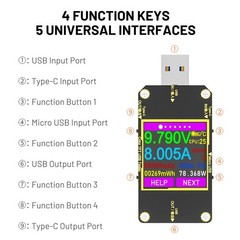 Type-C USB Digital Meter Tester Multimeter Current Voltage Power Monitor NEW