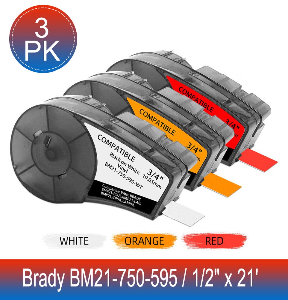 3PK M21-750-595-WT Label Tape For Brady BMP21 manufactured before Jun 2025